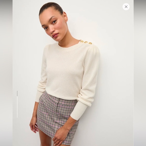 Veronica Beard Sweaters - Veronica Beard Nelia Cashmere Pullover | Button Accent in Ivory Small NWT!